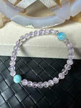 Load image into Gallery viewer, Kunzite with Larimar beaded bracelets
