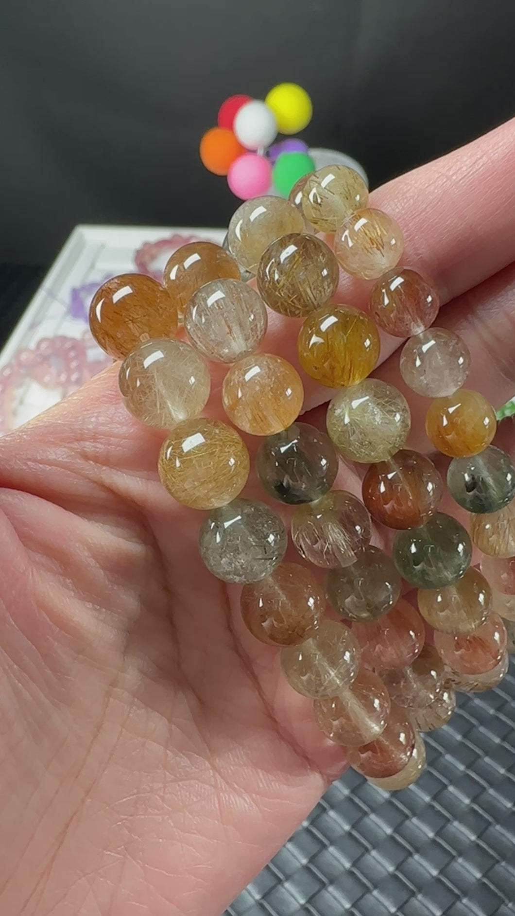 ⁣ ⁣100% Natural Colorful Rutilated Quartz Bracelet