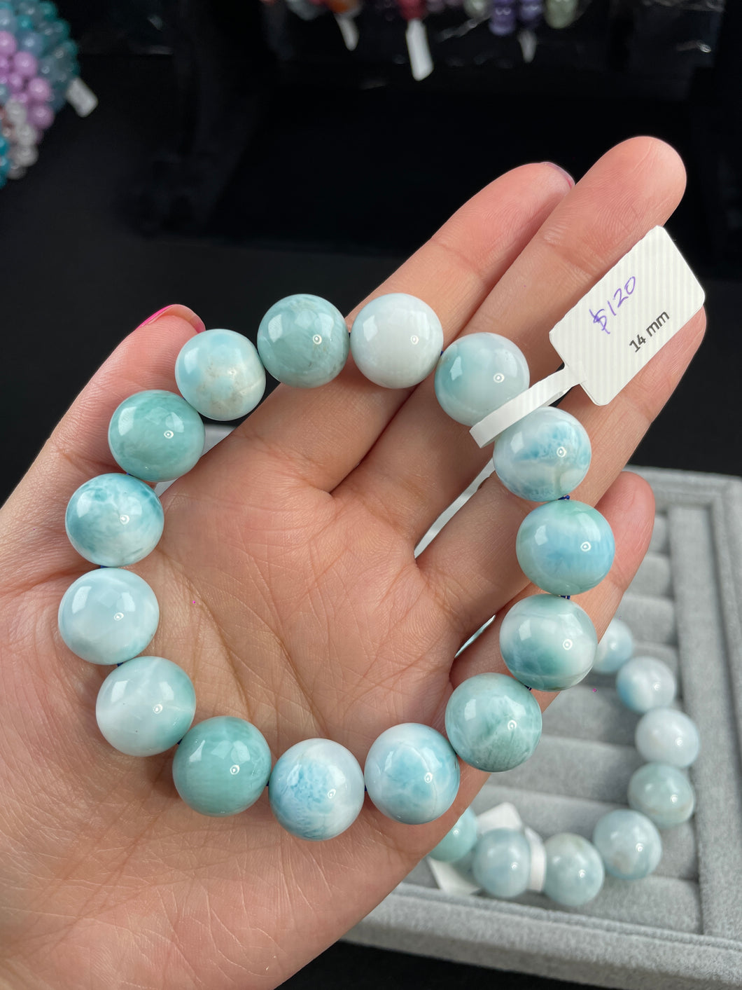 Larimar bracelets 14+mm Beads size