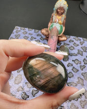 Load image into Gallery viewer, Labradorite Palm Stone Set (3 Pieces)$45  &amp; Rhodonite Point Tower
