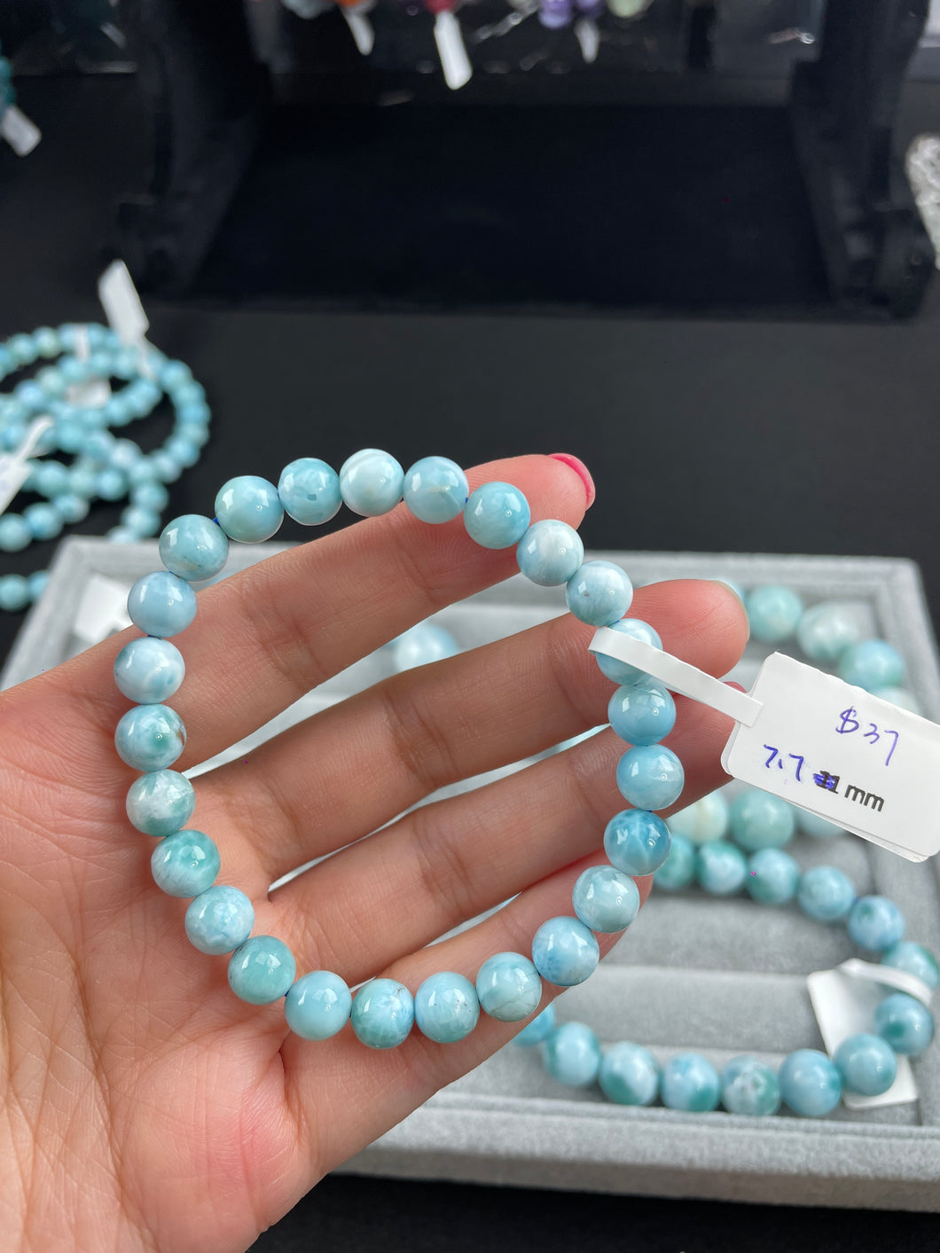 Larimar bracelets 7.7mm Beads size