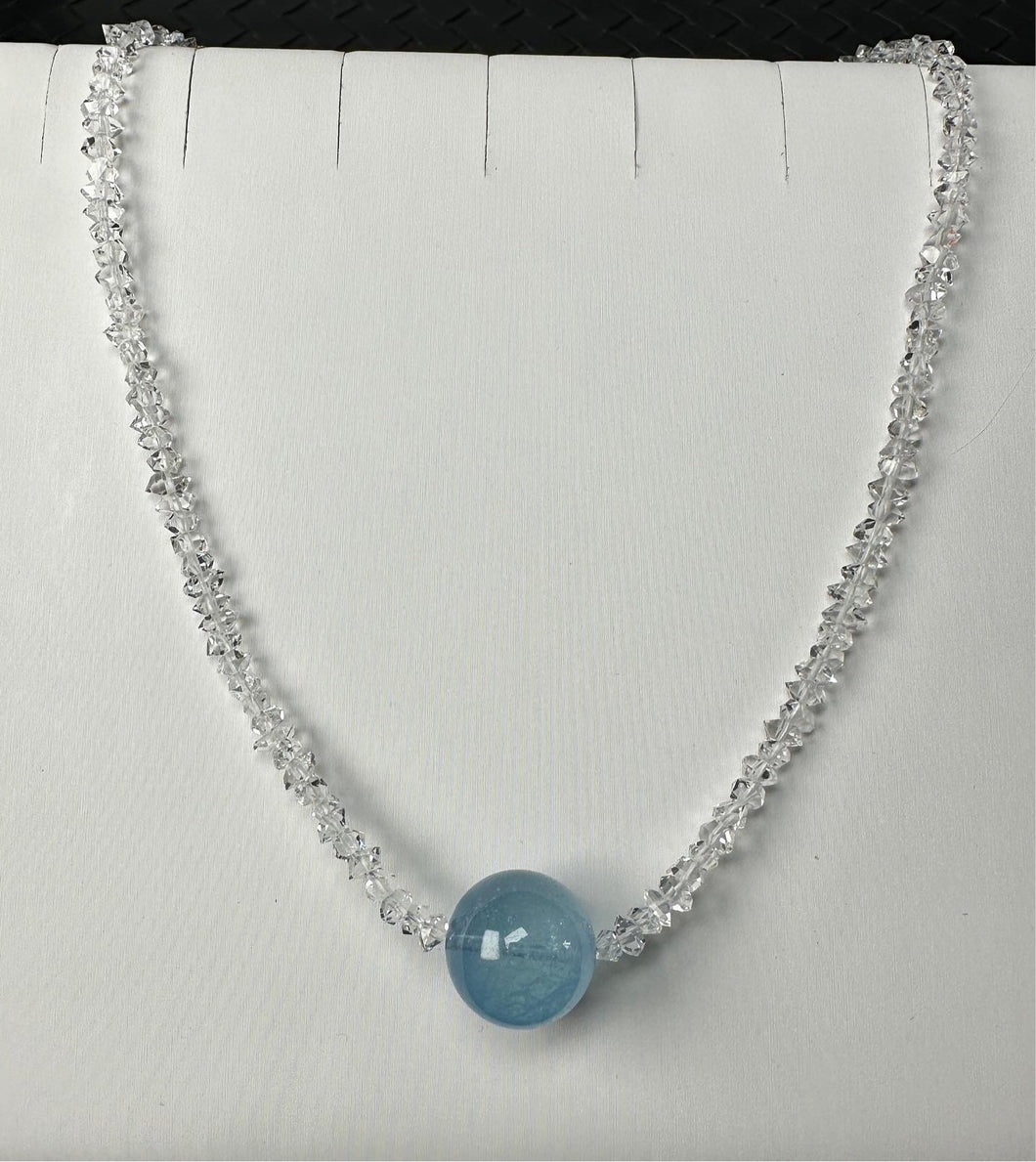 American HQ Herkimer and Aquamarine Necklace