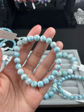 Load image into Gallery viewer, Larimar bracelets 8+mm Beads size
