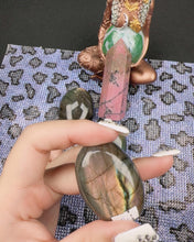 Load image into Gallery viewer, Labradorite Palm Stone Set (3 Pieces)$45  &amp; Rhodonite Point Tower
